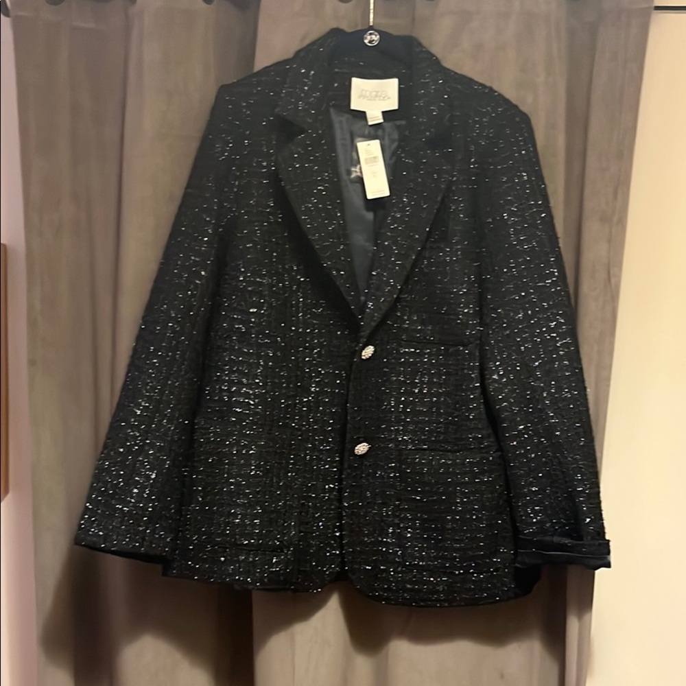 Mare Mare Black Tweed Blazer with Silver Accents NEW WITH TAGS